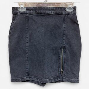 We The Free Charcoal Mini Skirt with Zipper Slit